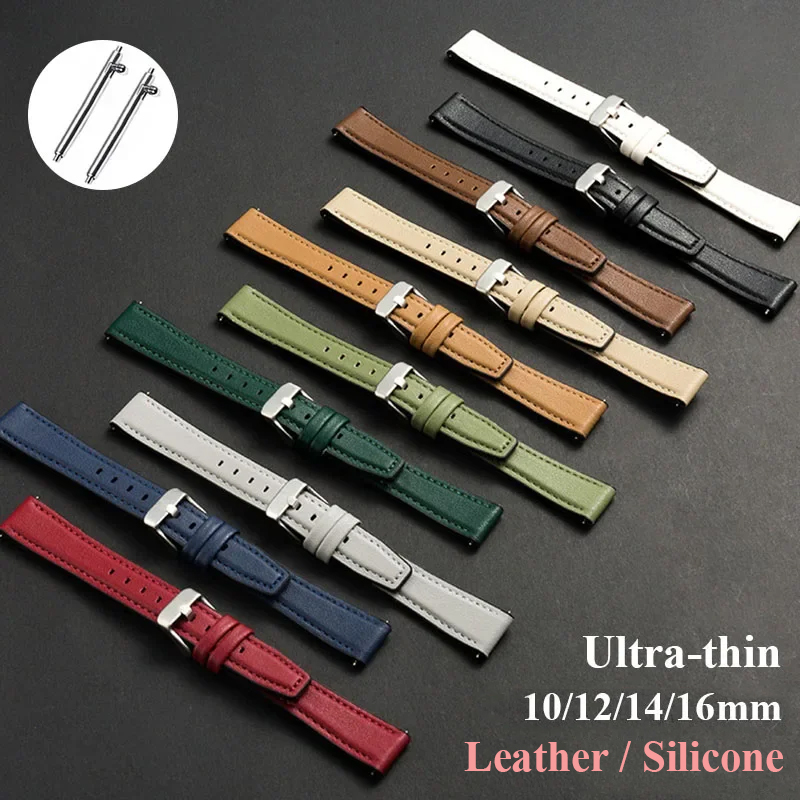 Rubber Strap Diver - Ultra-thin Leather Watch Band Silicone Wristbelt