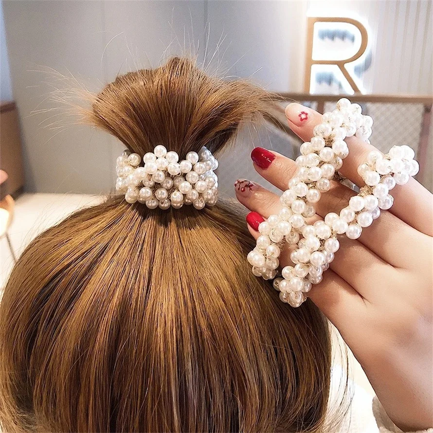 Woman Elegant Pearl Hair Ties  – Silicone Band Women Bewertung und Preis