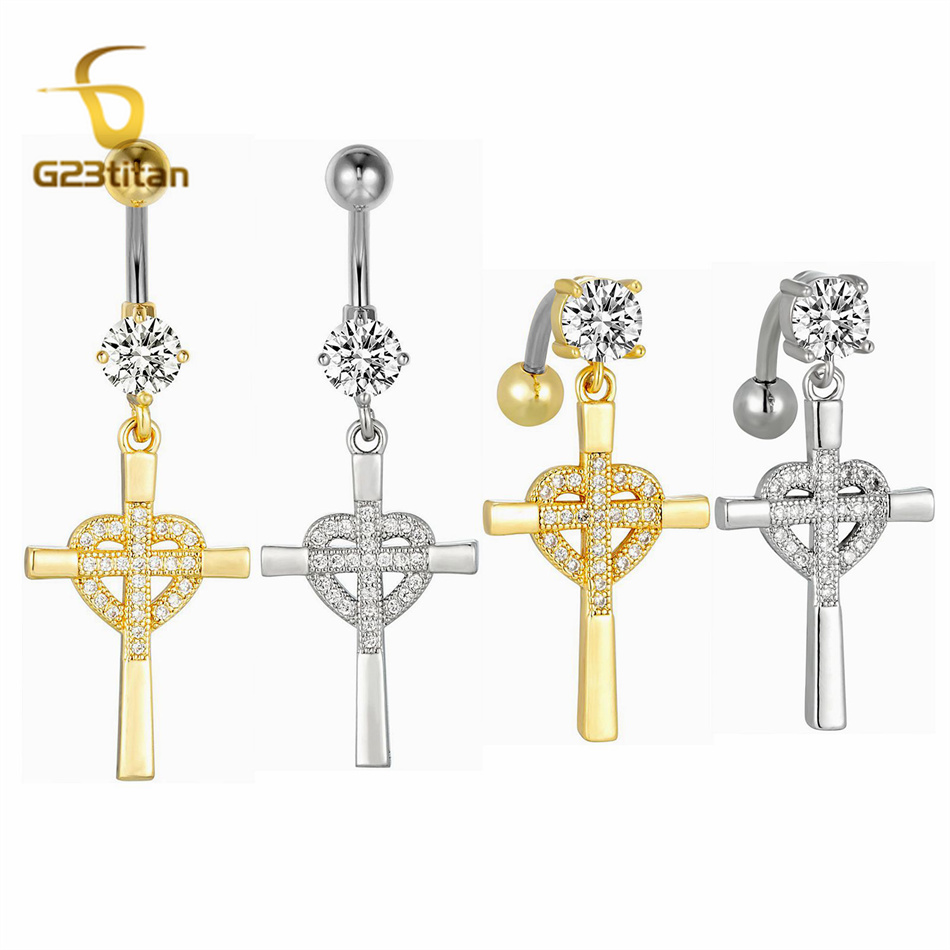 CZ Heart Cross Zircon Dangled  – Curved Spring Bar Bewertung und Preis