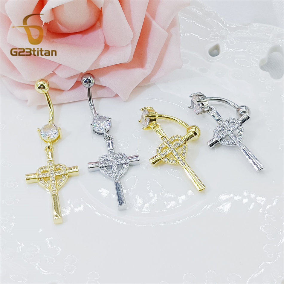 CZ Heart Cross Zircon Dangled  – Curved Spring Bar Bewertung und Preis