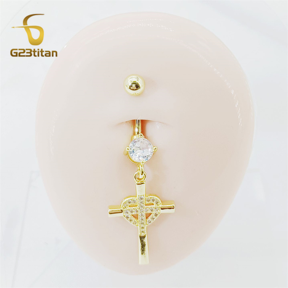 CZ Heart Cross Zircon Dangled  – Curved Spring Bar Bewertung und Preis
