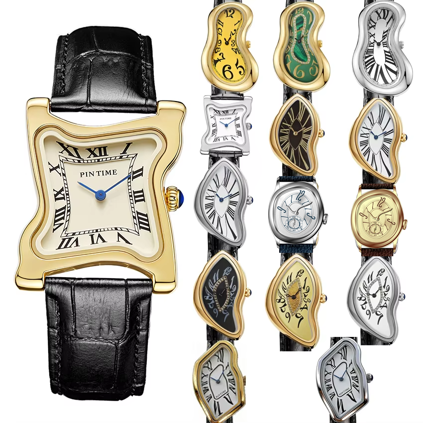 Surrealist Art Melting Clock W – Leather Watch Band Men Bewertung und Preis