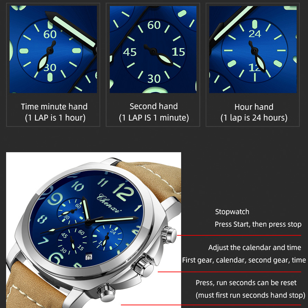 CHENXI Men Watch Multifunction – Leather Watch Band Men Bewertung und Preis