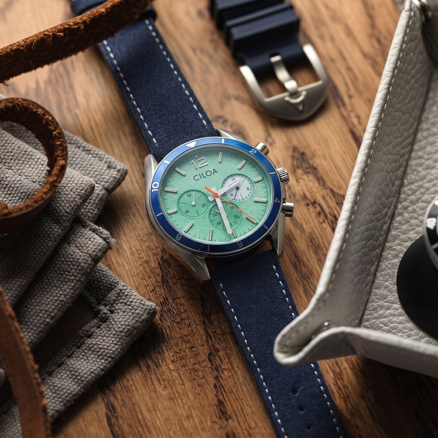 CILOA Men's Chronograph Watch  – Suede Strap Watch Bewertung und Preis
