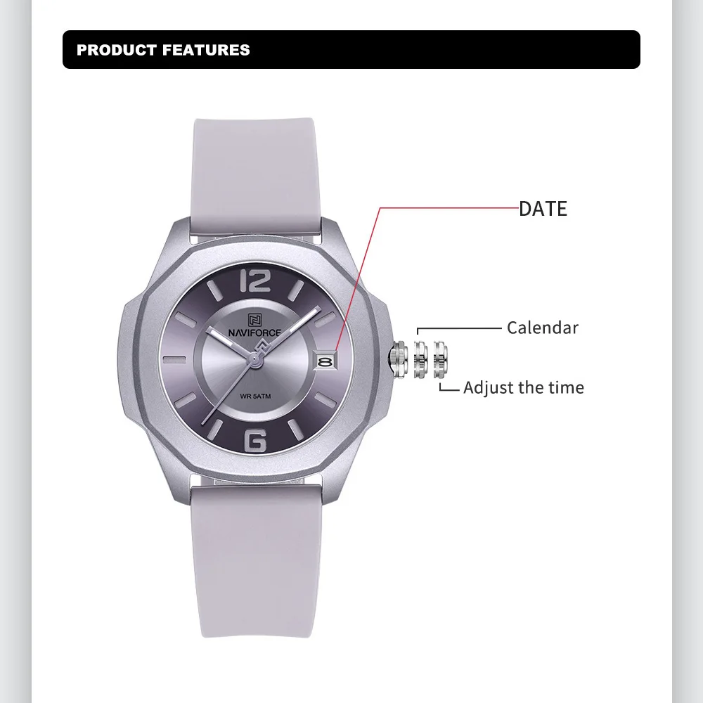 NAVIFORCE 7107 Watch for Women – Silicone Band Women Bewertung und Preis