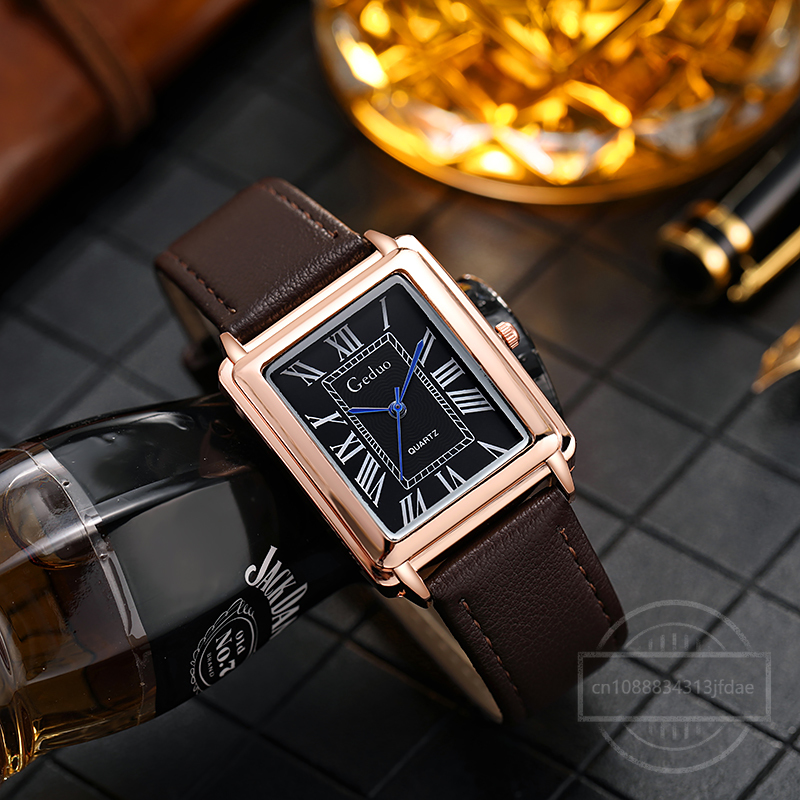 New Fashion Designer Rectangle – Leather Watch Band Men Bewertung und Preis