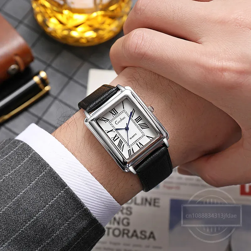 New Fashion Designer Rectangle – Leather Watch Band Men Bewertung und Preis