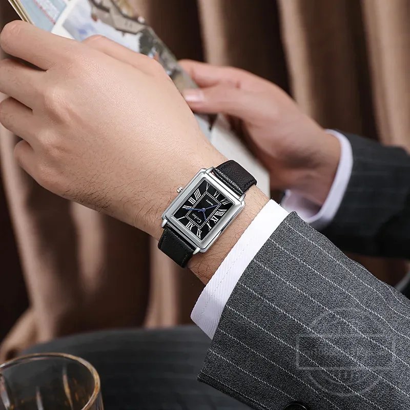 New Fashion Designer Rectangle – Leather Watch Band Men Bewertung und Preis