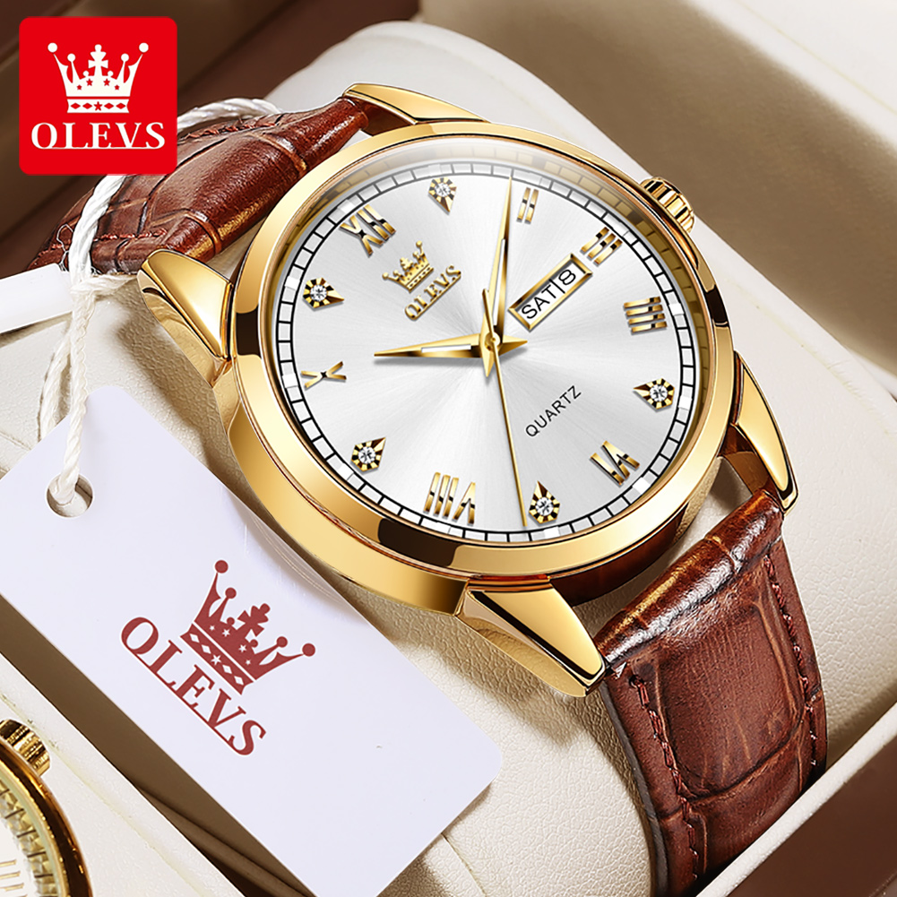 OLEVS 6896 Top Brand Men Quart – Leather Watch Band Men Bewertung und Preis