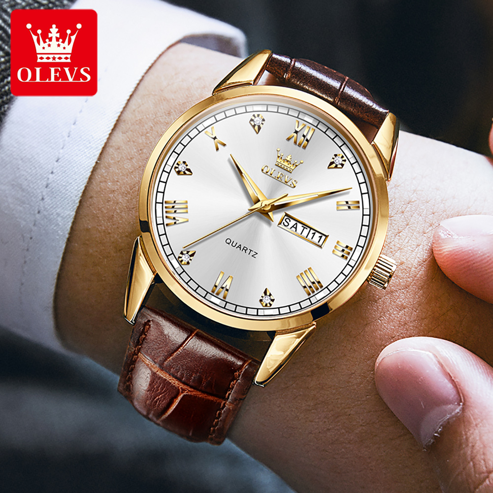 OLEVS 6896 Top Brand Men Quart – Leather Watch Band Men Bewertung und Preis
