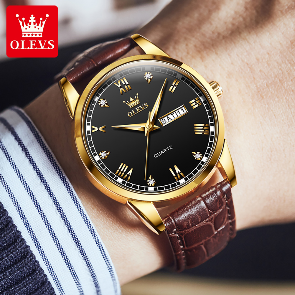 OLEVS 6896 Top Brand Men Quart – Leather Watch Band Men Bewertung und Preis