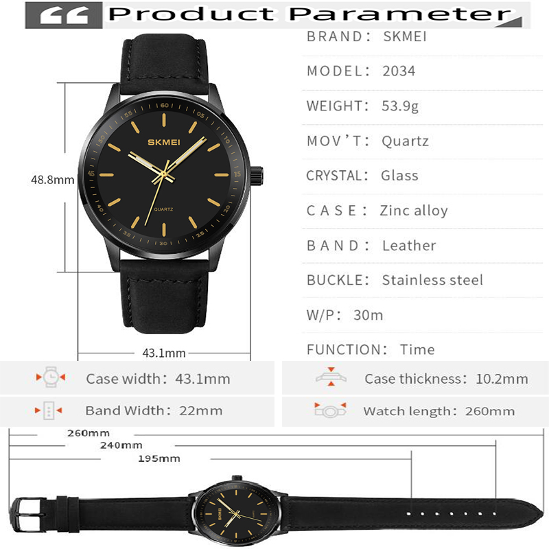Skmei Original Brand Quartz Wa – Leather Watch Band Men Bewertung und Preis